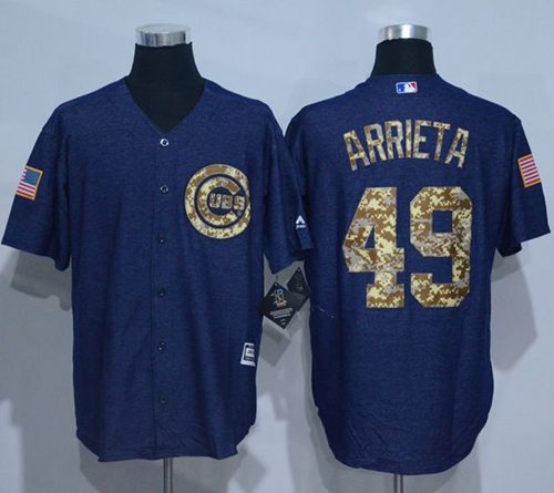 Cubs #49 Jake Arrieta Denim Blue Salute to Service Stitched MLB Jersey - Click Image to Close